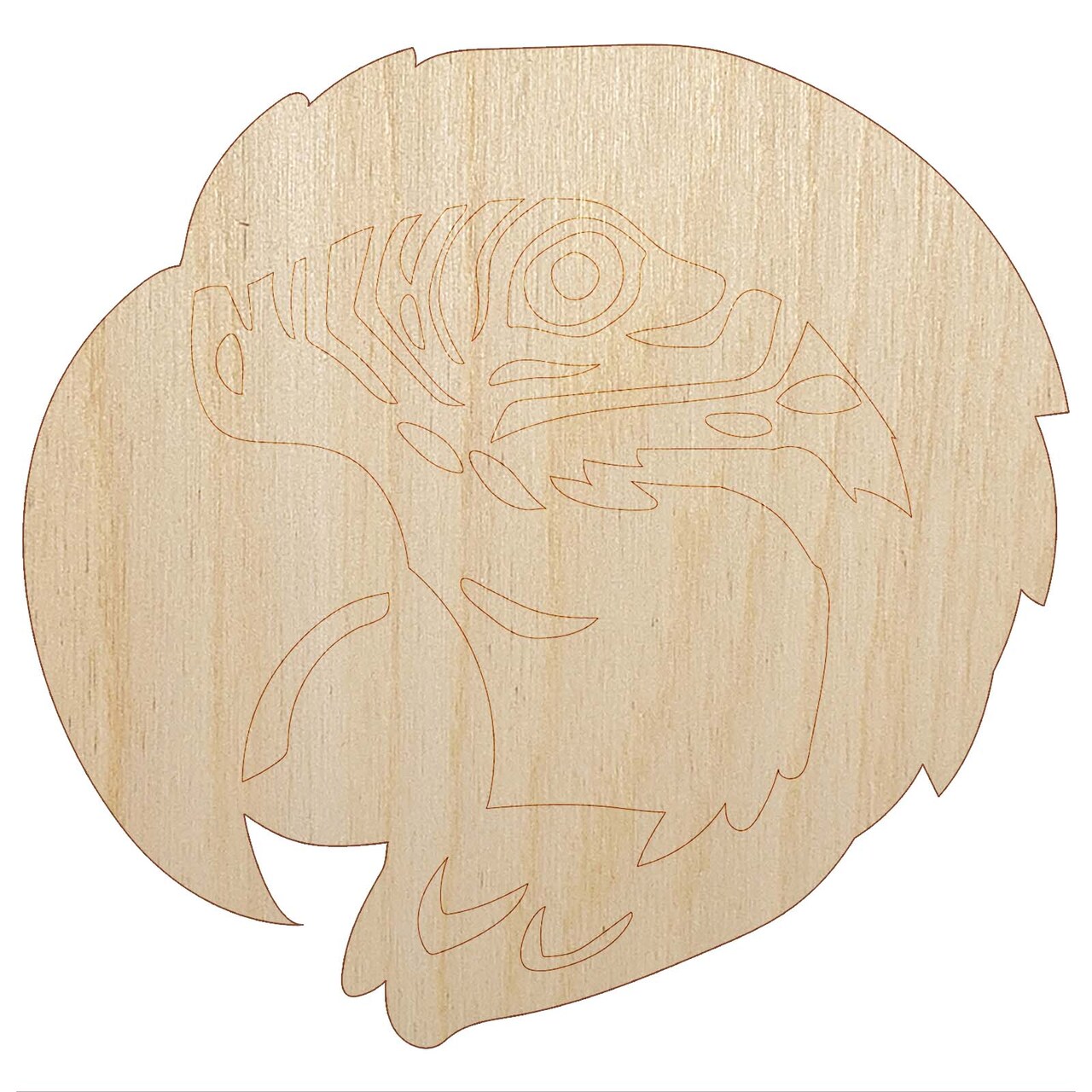 Macaw Parrot Bird Head Unfinished Wood Shape Piece Cutout for DIY Craft Projects